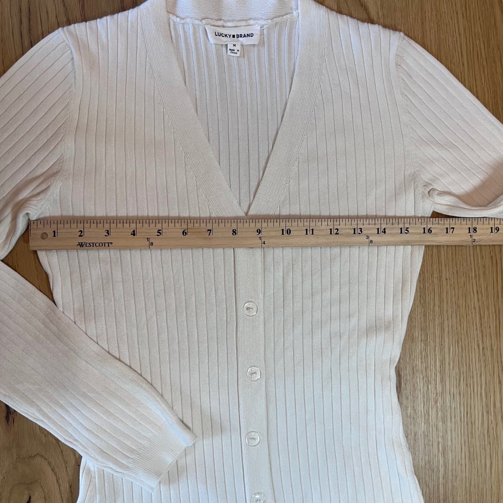 Lucky Brand Ribbed Button Front Midi Dress Womens Medium White Minimalist - Picture 6 of 6